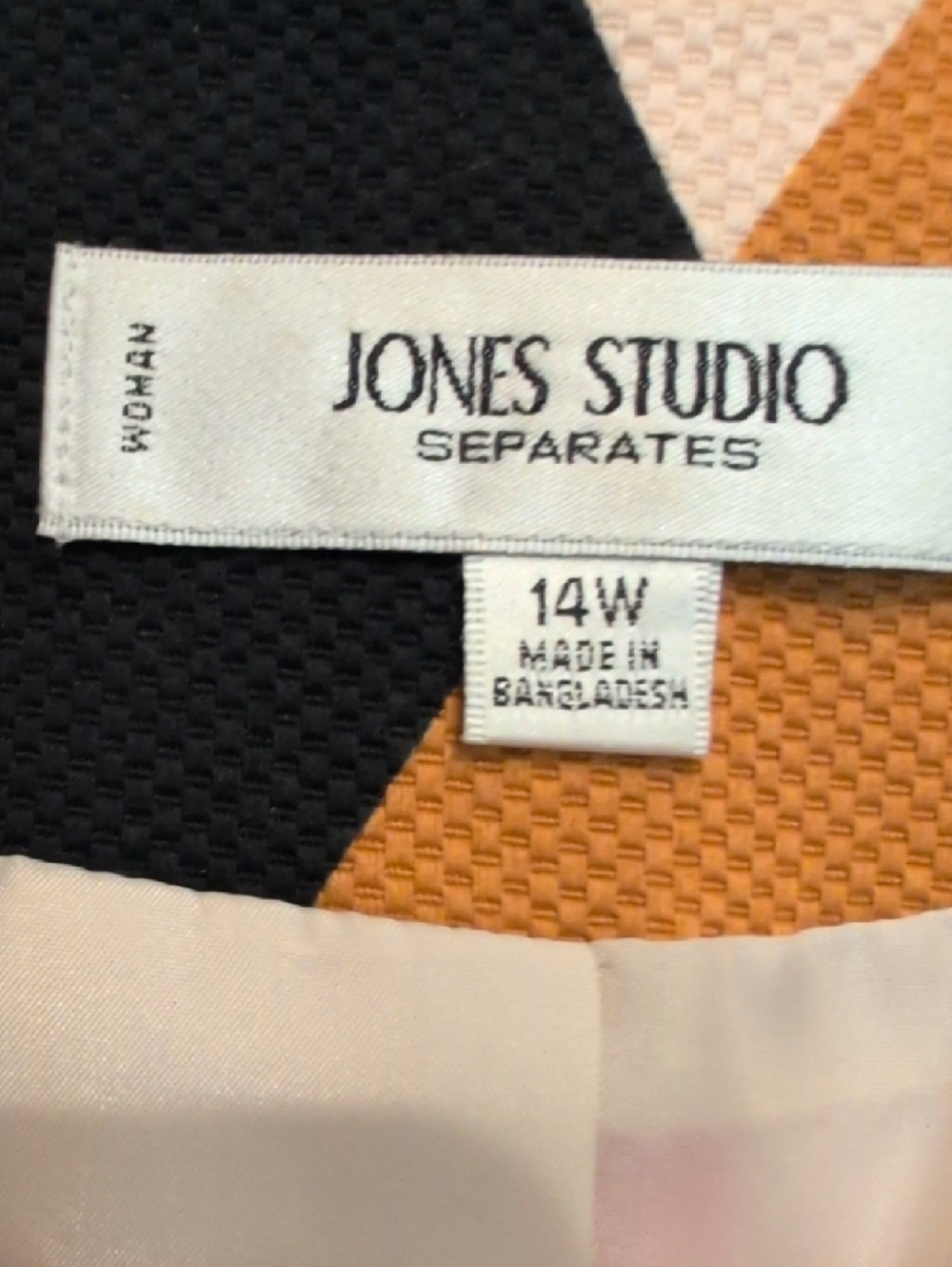 Jones Studio Geometric Colorblock Blazer in Pink, Cream, Tan, Black - Picture 2 of 3